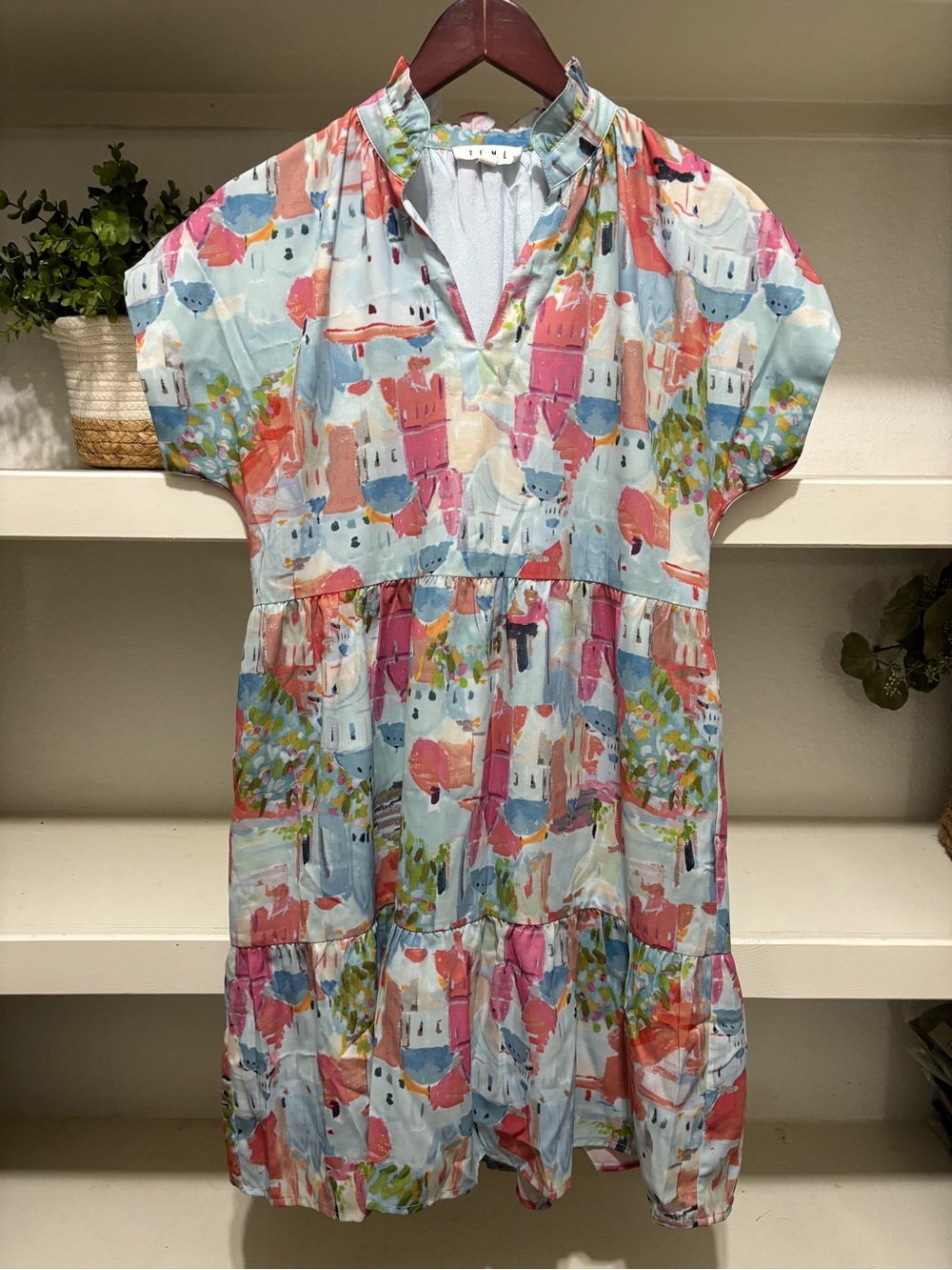 THML Pastel Watercolor Print Girls Dress - Blue, Pink, Coral, Green